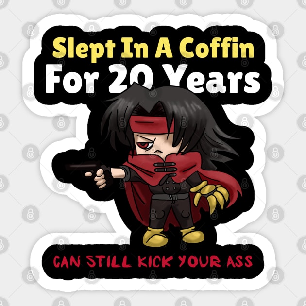 Vincent Valentine Chibi Kick Your Ass Sticker by Gamers Utopia